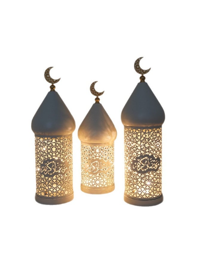 CityRiya-Long Ramadan Lanterns, 3 Set Ramadan Lantern Lights, Eid Mubarak Decorative Lamp, Intricate Hollow-Out Islamic LED Lanterns, Ramadans Lantern for Home Party Table Windows (3pcs) - Image 5